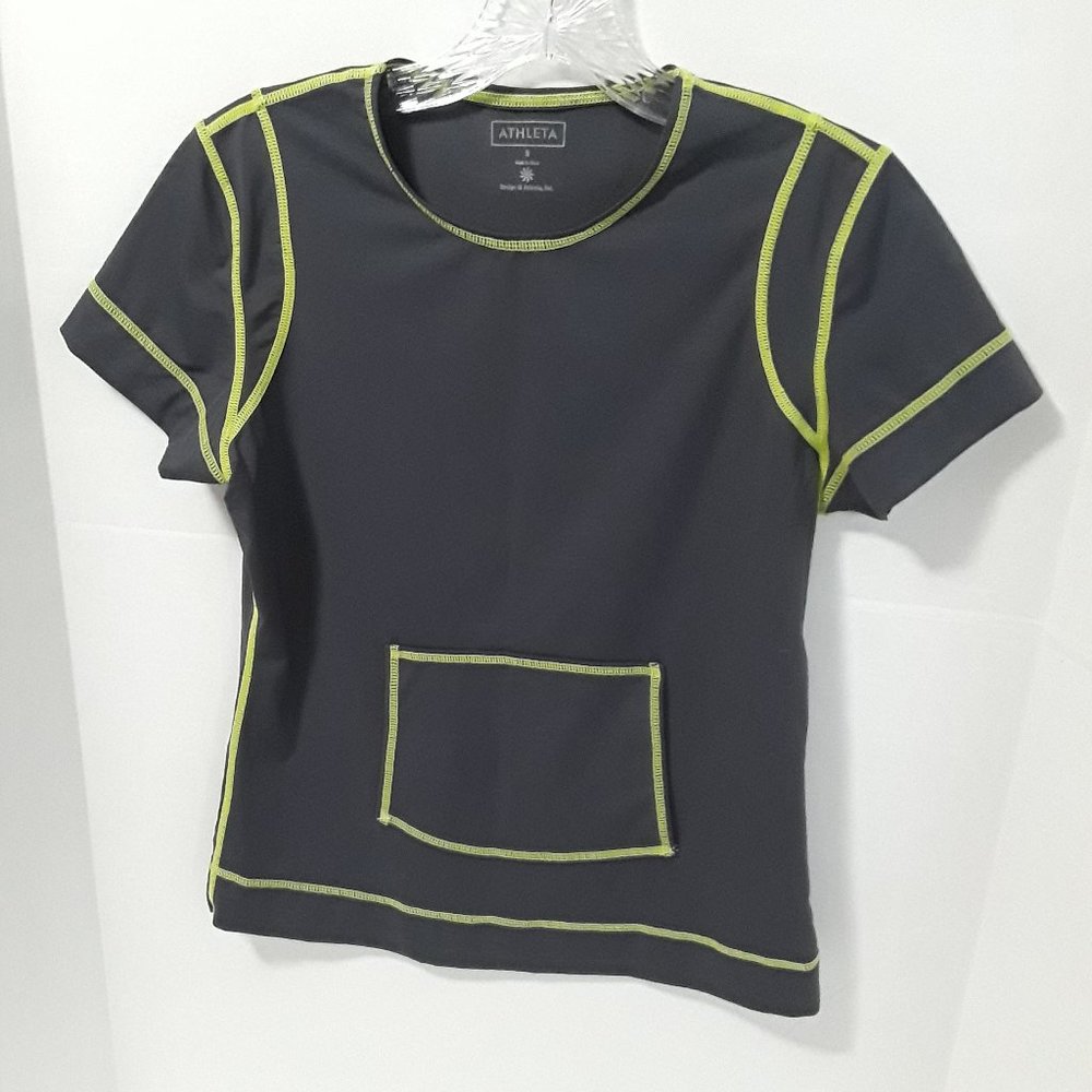 Athleta Women’s Activewear t-shirt gray green neon